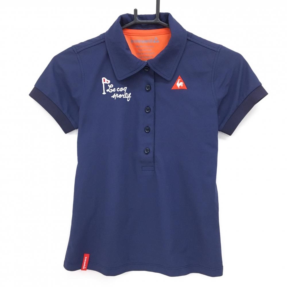 ルコックゴルフ 半袖ポロシャツ ネイビー バックプリント レディース M ゴルフウェア le coq sportif