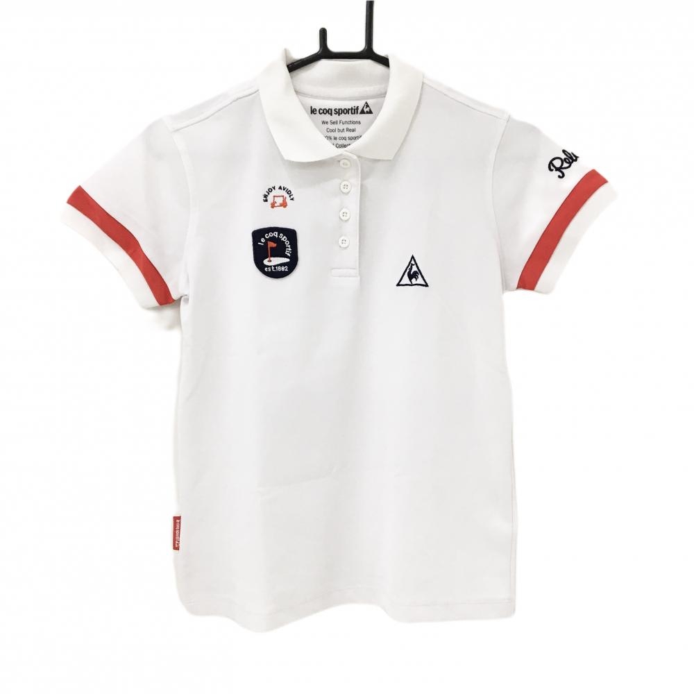 ルコックゴルフ 半袖ポロシャツ 白 背面ロゴ  レディース M ゴルフウェア le coq sportif