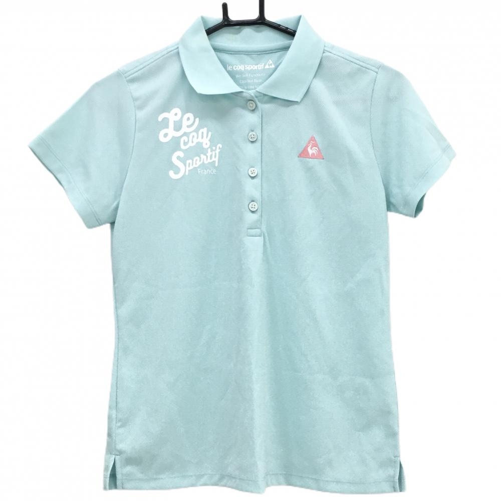 ルコックゴルフ 半袖ポロシャツ ライトブルー 袖刺しゅう ロゴ レディース L ゴルフウェア le coq sportif