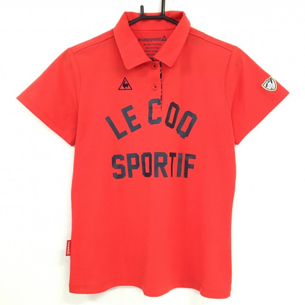 【美品】ルコックゴルフ 半袖ポロシャツ レッド×ネイビー  レディース LL ゴルフウェア le coq sportif