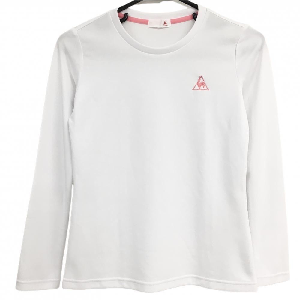 【超美品】ルコック 長袖Ｔシャツ 白 ロゴピンク  レディース S ゴルフウェア 2022年モデル le coq sportif