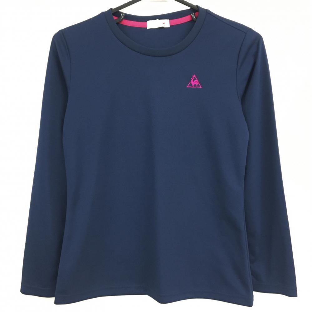 【超美品】ルコック 長袖Ｔシャツ ネイビー ロゴピンク レディース L ゴルフウェア le coq sportif