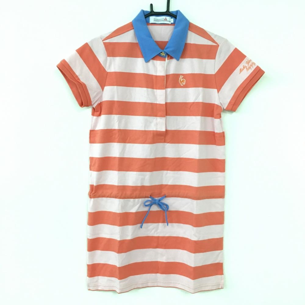 新品 Le Coq Sportif ルコック ワンピース インナーパンツ付き オレンジ ライトピンク ボーダー柄 レディース M ゴルフウェア 中古 ゴルフウェア通販サイトreonard レオナード