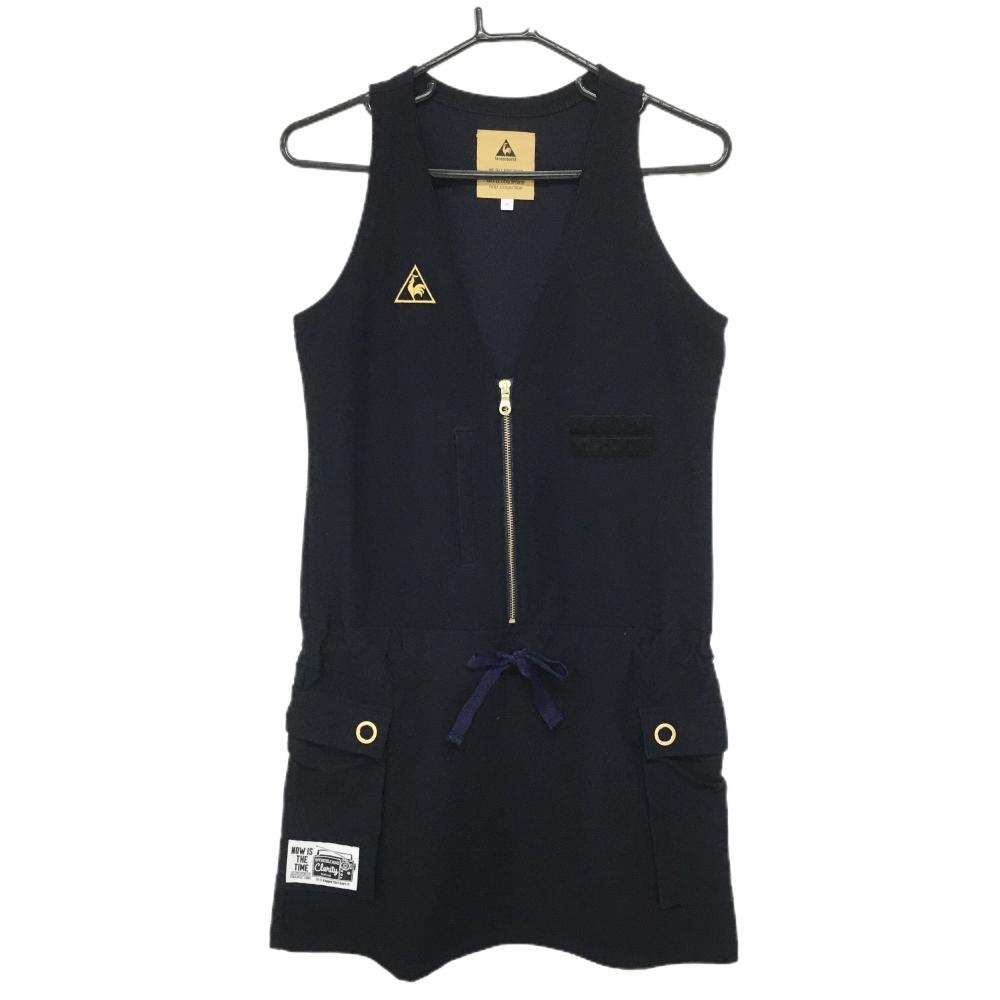 【超美品】ルコックゴルフ ノースリーブワンピース　ネイビー フロントジップ  レディース M ゴルフウェア le coq sportif