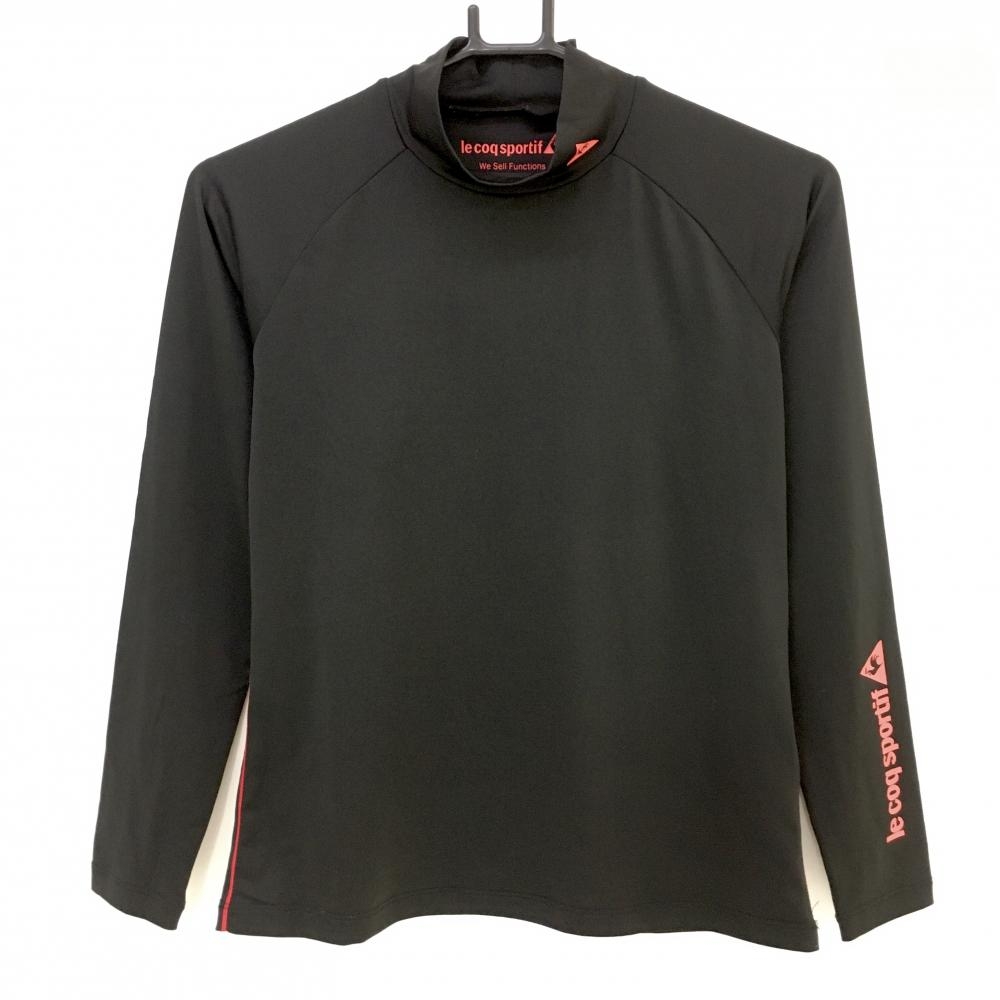 【超美品】ルコック インナーウェア 黒×ピンク ストレッチ 長袖ハイネックシャツ レディース S ゴルフウェア le coq sportif