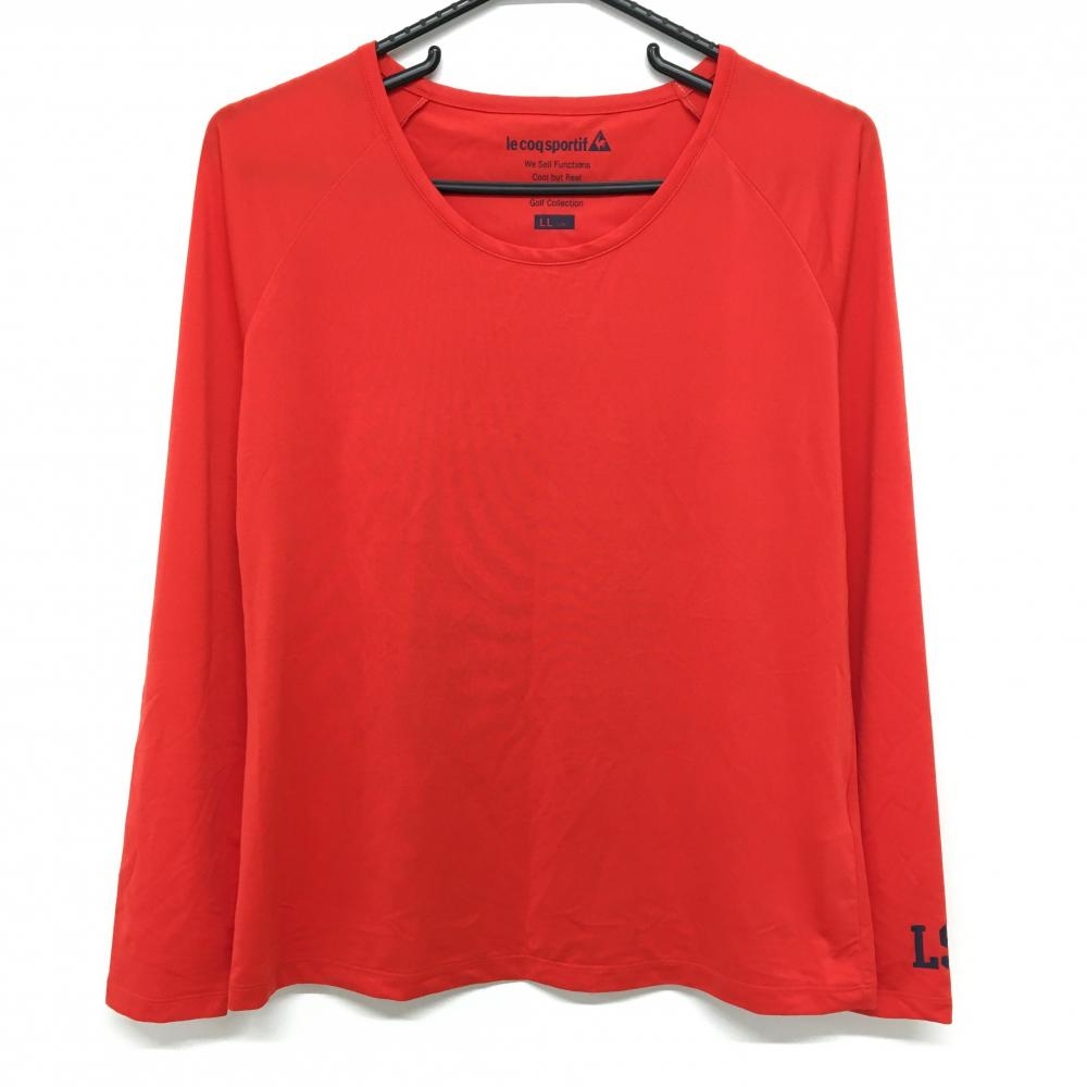 【超美品】ルコック インナーシャツ レッドオレンジ 袖口プリント  レディース LL ゴルフウェア le coq sportif