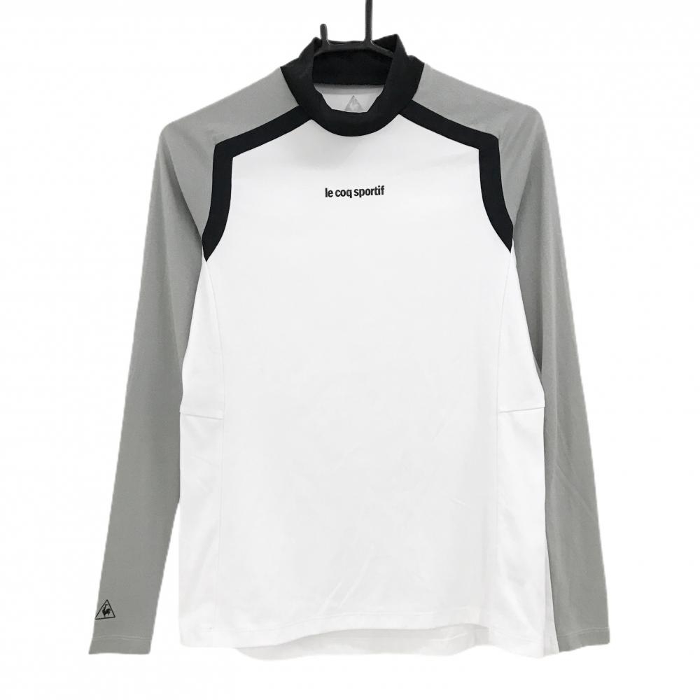 【美品】ルコックゴルフ ハイネックインナーシャツ 白×グレー×黒 レディース M ゴルフウェア le coq sportif