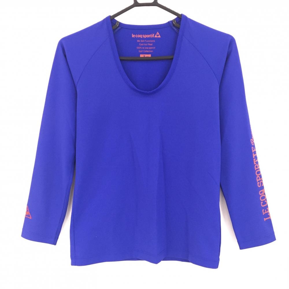【超美品】ルコック インナーシャツ ブルー 袖ロゴプリント レディース S ゴルフウェア le coq sportif
