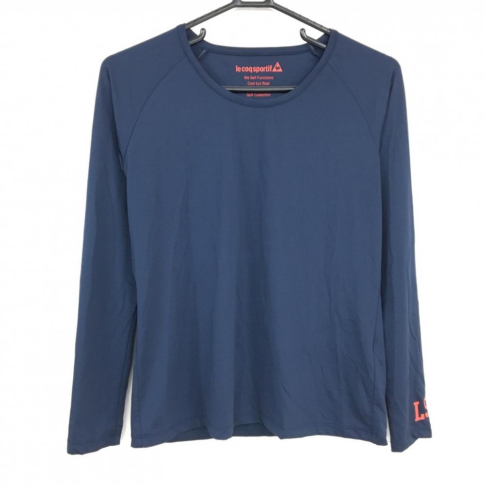 【超美品】ルコックゴルフ インナーシャツ ネイビー 袖プリント レディース L ゴルフウェア le coq sportif
