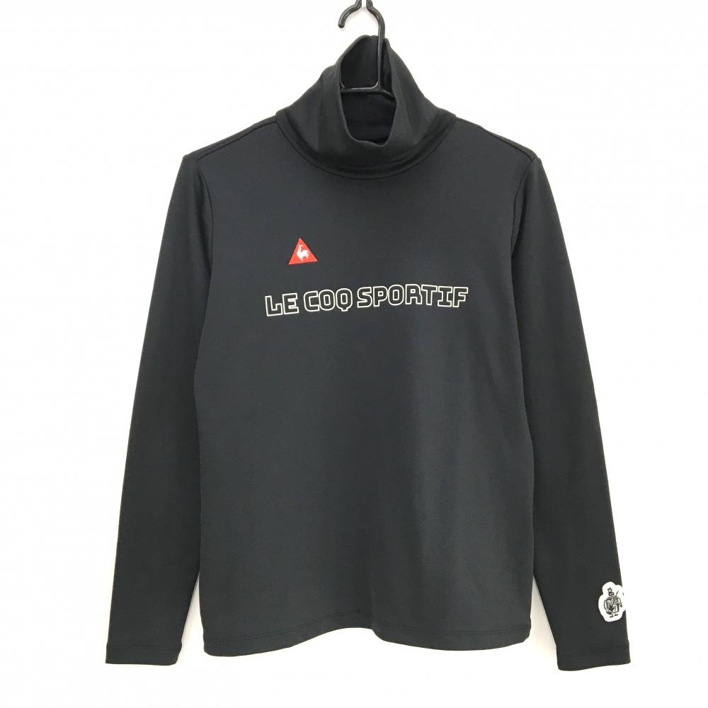 【超美品】ルコックゴルフ 長袖タートルネックシャツ 黒 裏起毛 ハイネック レディース L ゴルフウェア le coq sportif