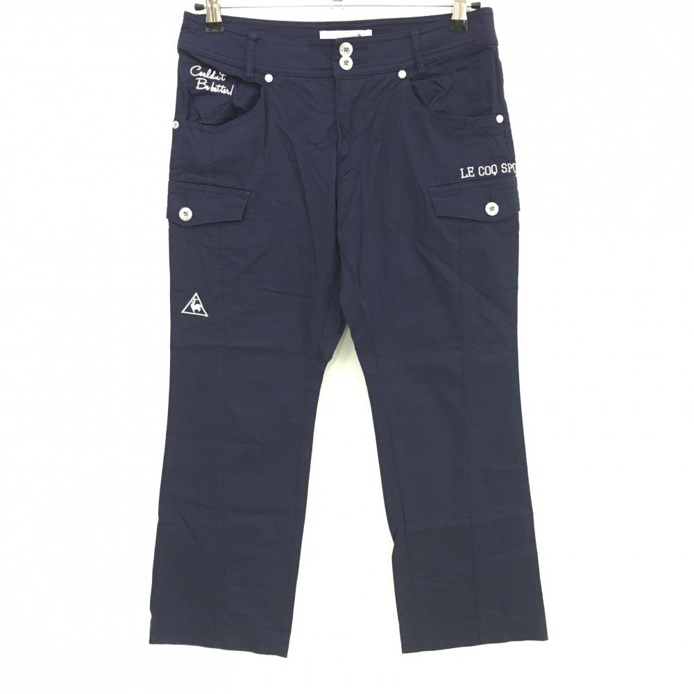 【美品】ルコック カーゴパンツ ネイビー 複数ワッペン レディース 11 ゴルフウェア le coq sportif