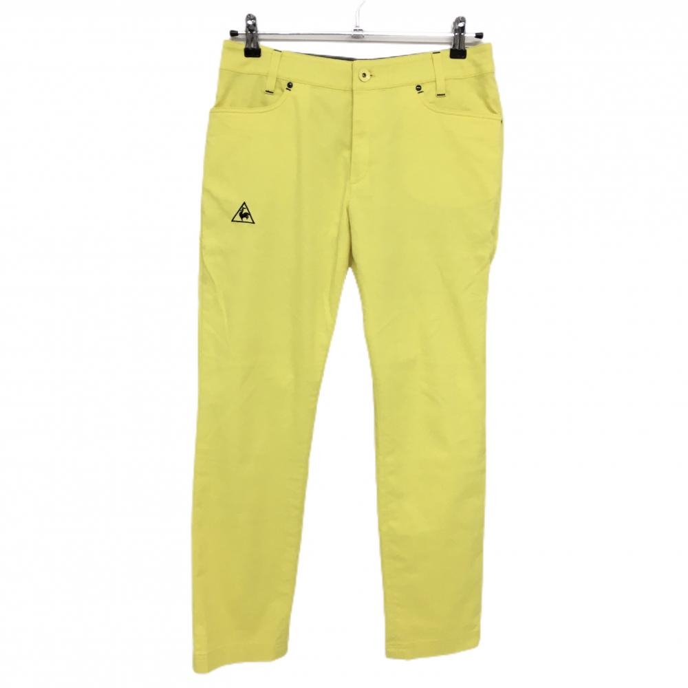 【超美品】ルコックゴルフ パンツ イエロー ロゴネイビー ストレッチ レディース 11 ゴルフウェア le coq sportif