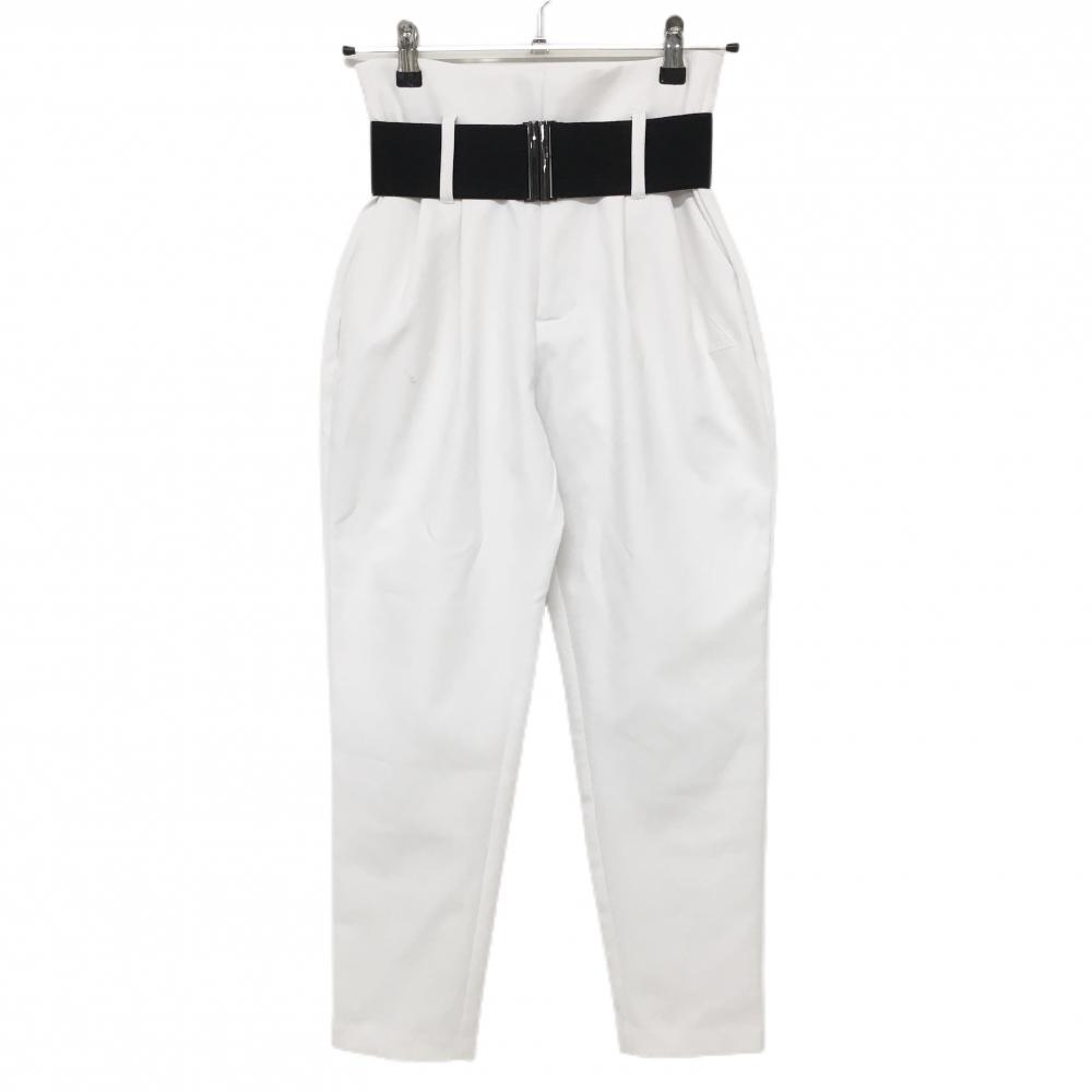 ルコックゴルフ パンツ 白 ベルト黒 ハイライズ レディース 7 ゴルフウェア le coq sportif