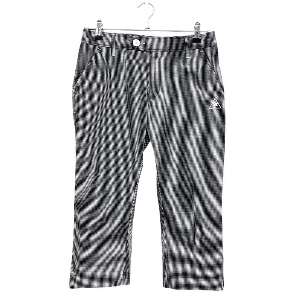 【超美品】ルコック 半端丈パンツ 黒×白 チェック ストレッチ レディース 9 ゴルフウェア le coq sportif