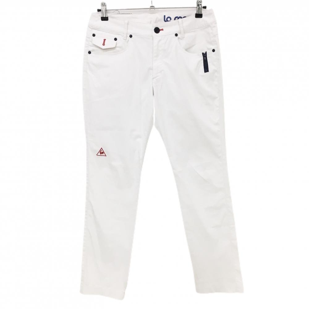 ルコックゴルフ パンツ 白×ネイビー ロゴ刺しゅう ストレッチ  レディース 13 ゴルフウェア le coq sportif
