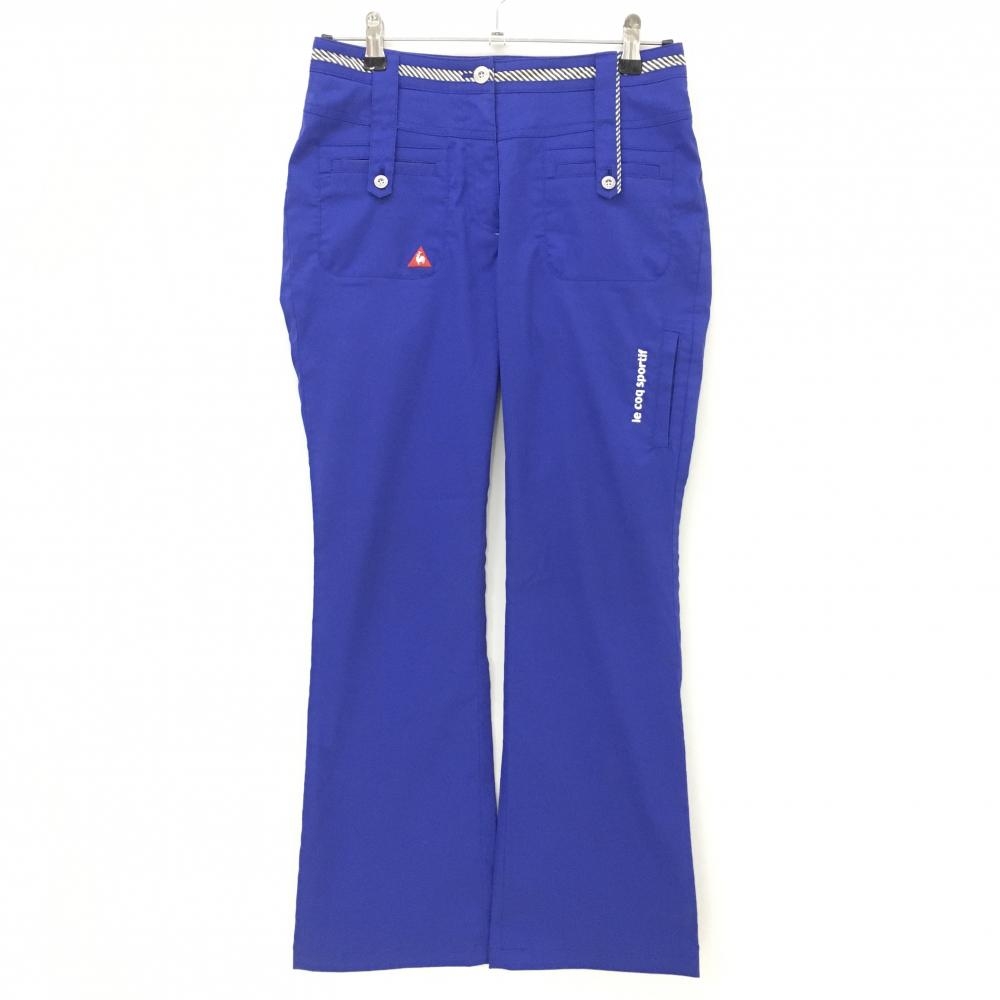 ルコックゴルフ パンツ ブルー×白×グレー ウエスト斜めストライプライン ストレッチ レディース 9 ゴルフウェア le coq sportif