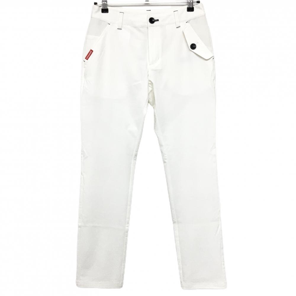 【美品】ルコックゴルフ パンツ 白 ボタンネイビー レディース 11 ゴルフウェア le coq sportif