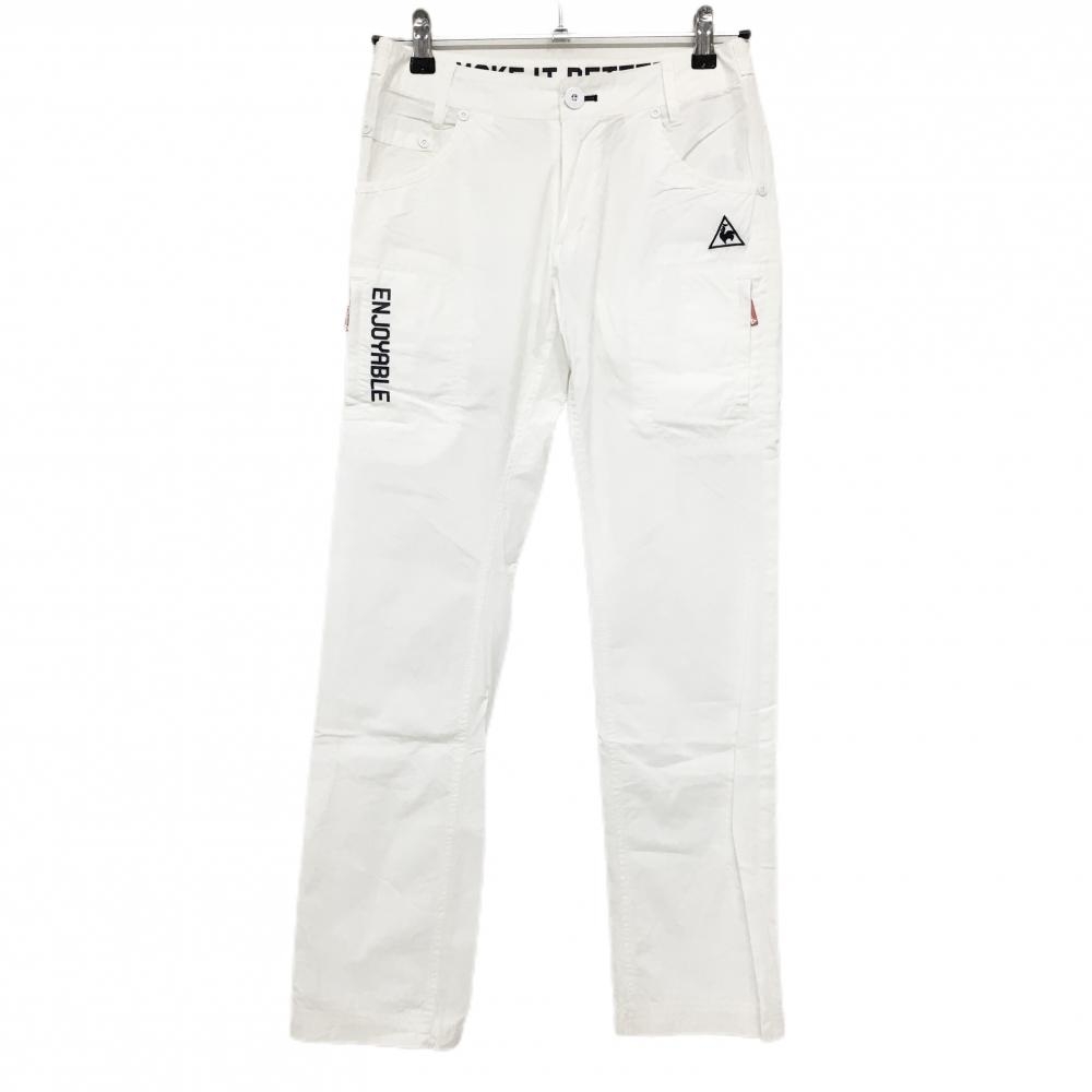 【美品】ルコックゴルフ パンツ 白 ティー装着可 複数ポケット レディース 7 ゴルフウェア le coq sportif