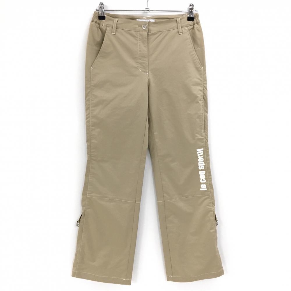 【超美品】ルコックゴルフ パンツ ライトブラウン ロゴプリント ストレッチ 裾ロールアップ可  レディース 9 ゴルフウェア le coq sportif