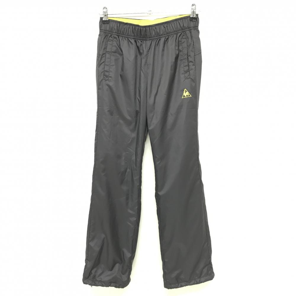 【美品】ルコック パンツ グレー ロゴイエロー 裏地メッシュ ドローコード レディース L ゴルフウェア le coq sportif