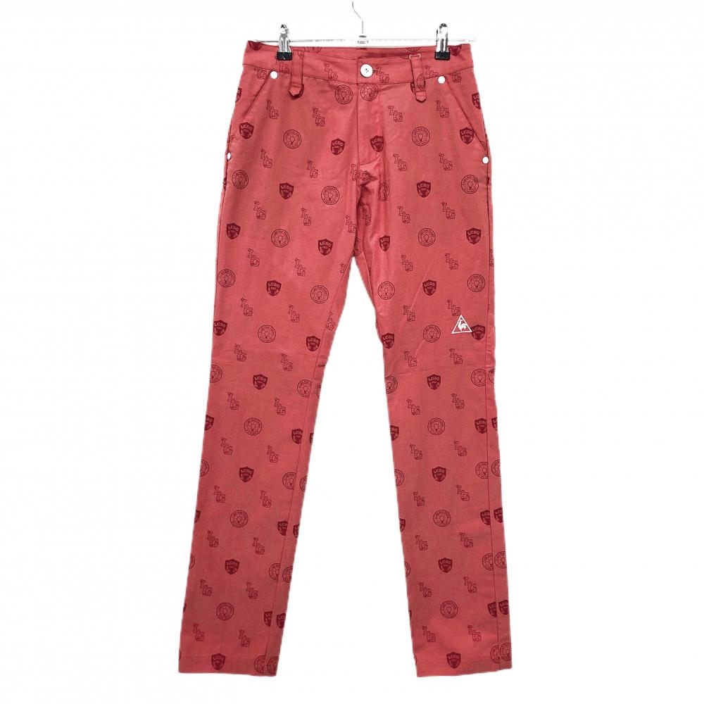 【新品】ルコックゴルフ パンツ レッド 総柄 ストレッチ レディース 9 ゴルフウェア le coq sportif