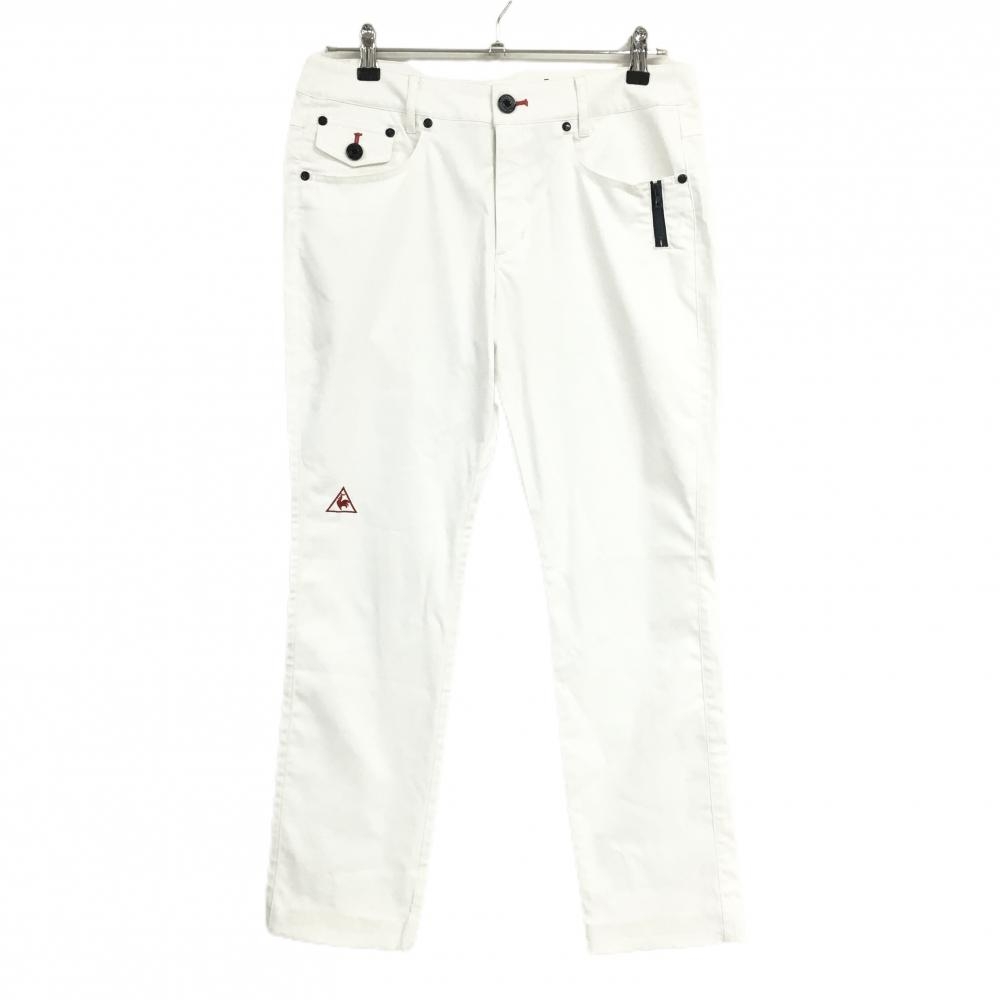 【美品】ルコックゴルフ パンツ 白×レッド ロゴ刺しゅう レディース 13 ゴルフウェア le coq sportif