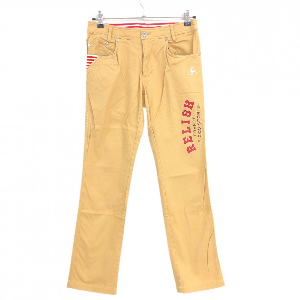 ルコック パンツ ベージュ フロントロゴ 一部ボーダー レディース 11 ゴルフウェア le coq sportif