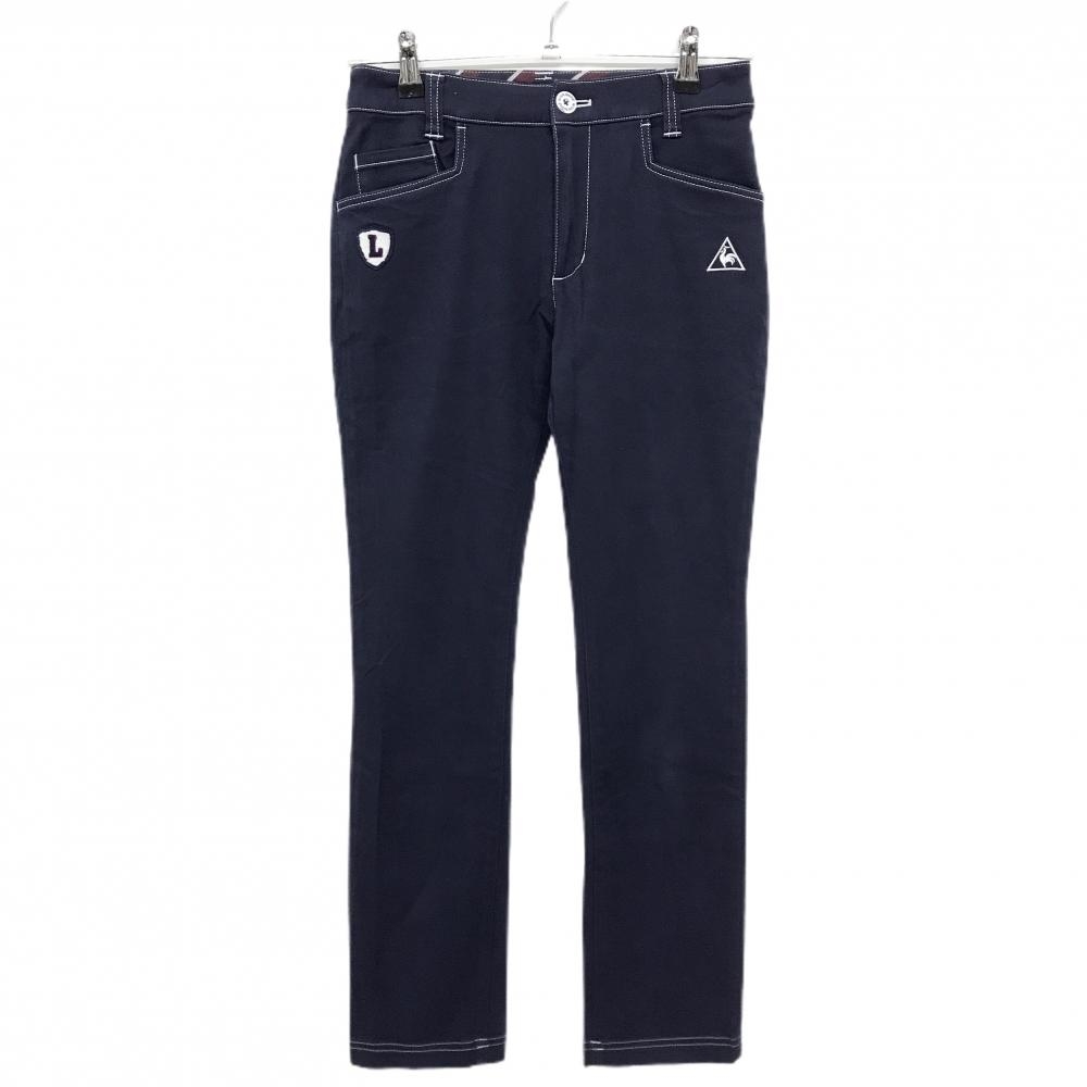 ルコックゴルフ パンツ ネイビー×白 ストレッチ ロゴ刺しゅう レディース 7 ゴルフウェア le coq sportif