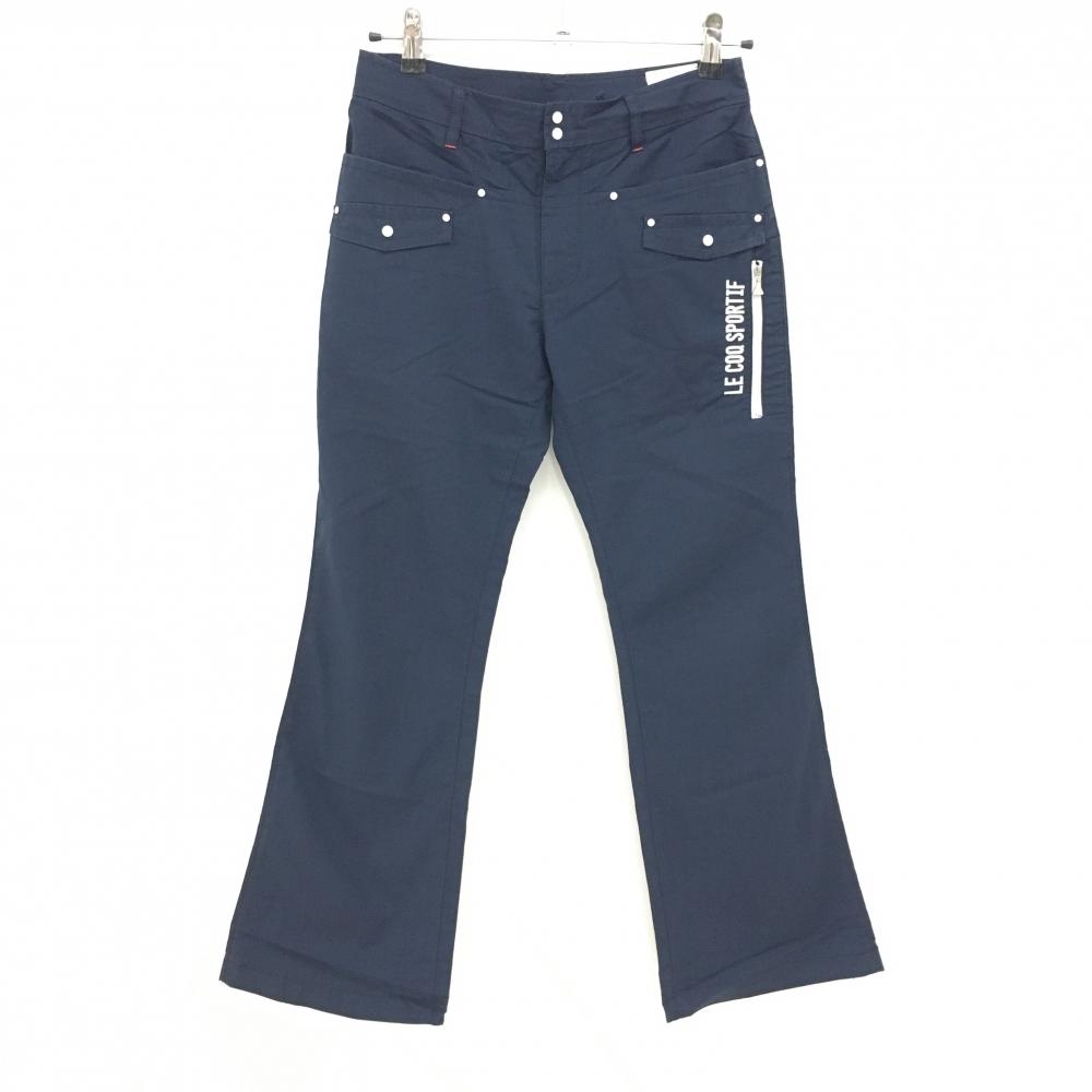 ルコックゴルフ パンツ ネイビー×白 ロゴ刺しゅう  レディース 9 ゴルフウェア le coq sportif