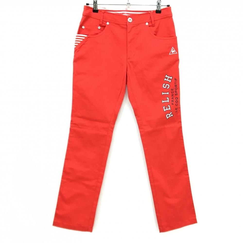 【新品】ルコックゴルフ パンツ レッド系 ストレッチ 無地 レディース 11 ゴルフウェア le coq sportif