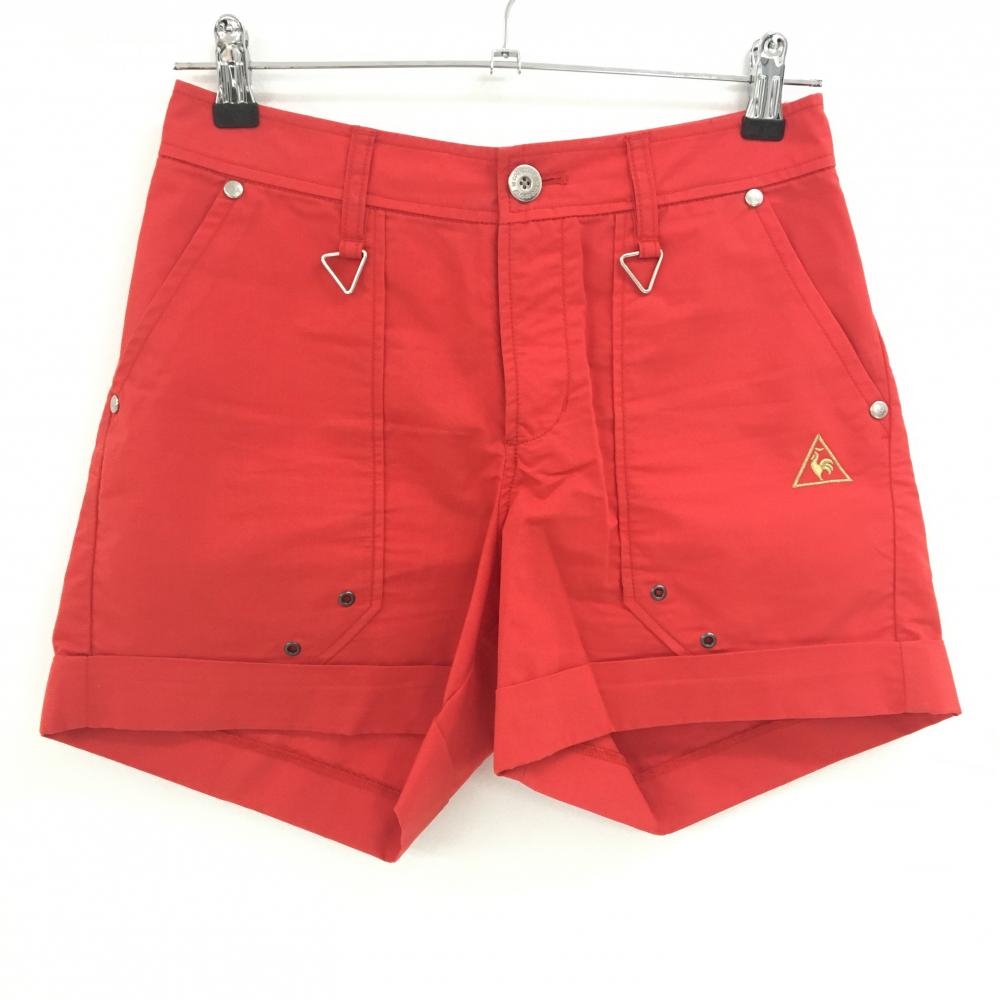 ルコックゴルフ ショートパンツ レッド ロゴゴールド レディース 9 ゴルフウェア le coq sportif