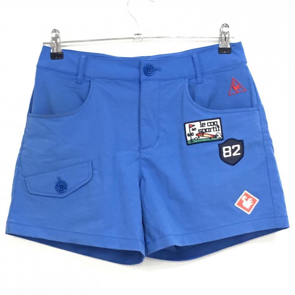 ルコックゴルフ ショートパンツ ブルー 複数ワッペン  レディース 9 ゴルフウェア le coq sportif