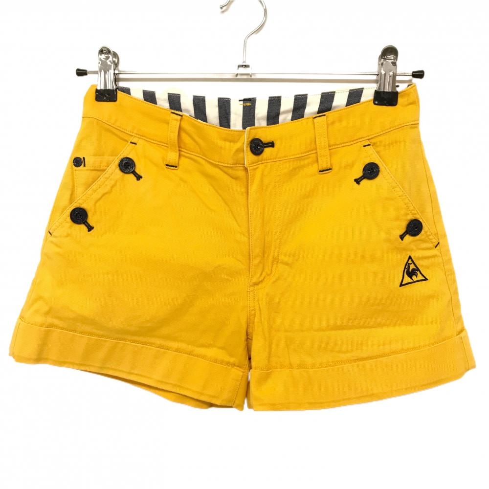 ルコックゴルフ ショートパンツ オレンジイエロー ストレッチ ロゴ レディース 7 ゴルフウェア le coq sportif