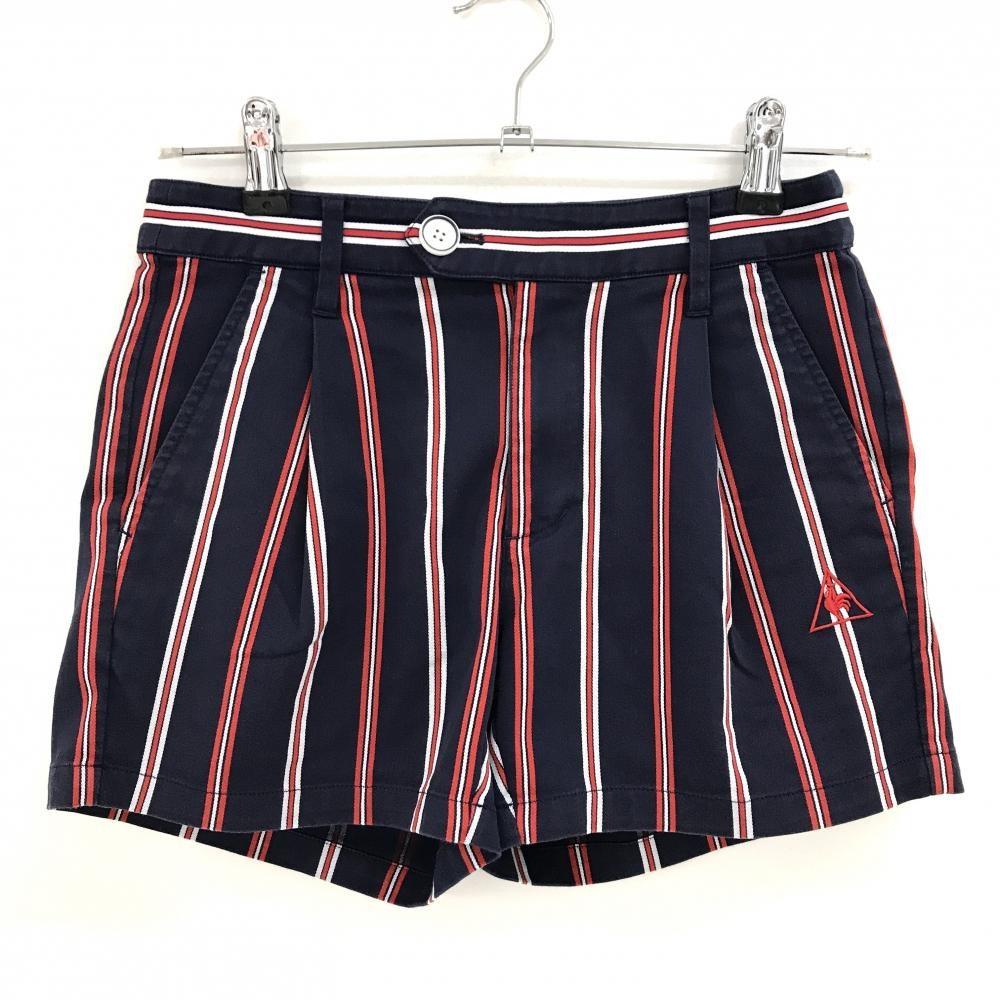 ルコックゴルフ ショートパンツ ネイビー×レッド ストライプ レディース 7 ゴルフウェア le coq sportif