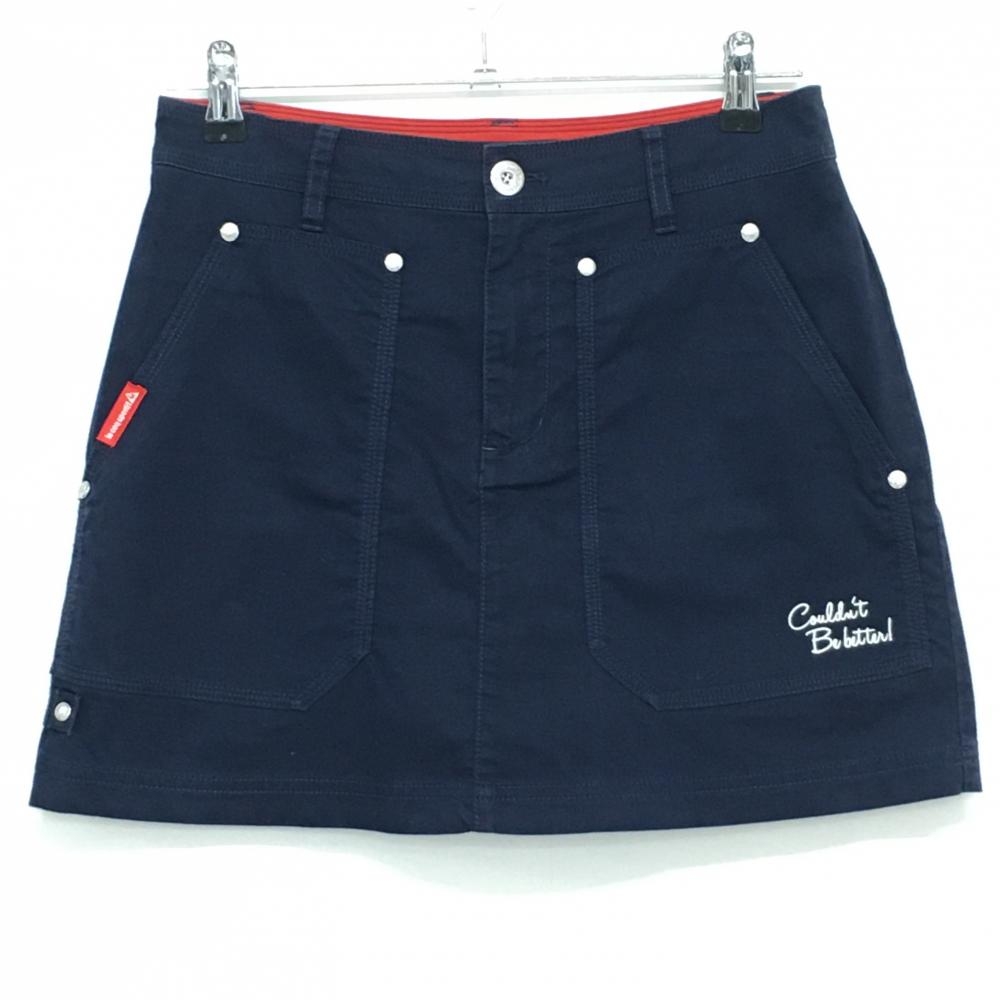 ルコック スカート ネイビー×レッド ヒップビッグロゴ 内側インナーパンツ  レディース 9(M) ゴルフウェア le coq sportif