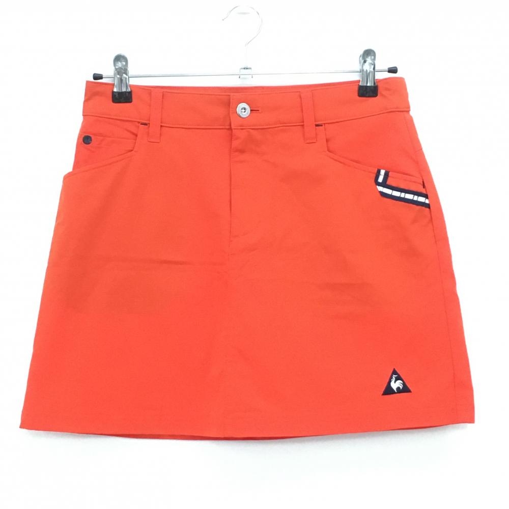 【美品】ルコック スカート オレンジ ティー装着可 レディース 9 ゴルフウェア le coq sportif