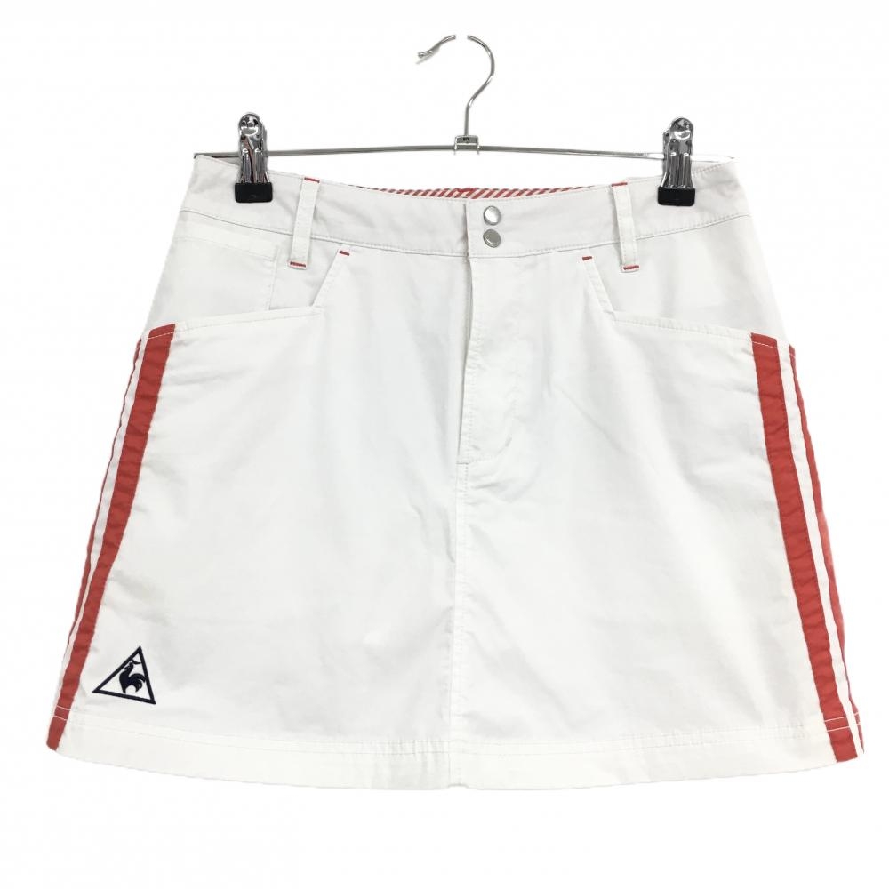 ルコック スカート 白×レッド サイドライン 内側インナーパンツ  レディース 7 ゴルフウェア le coq sportif