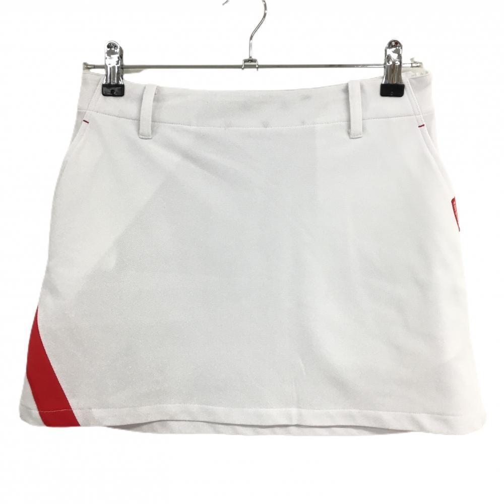ルコック スカート 白×レッド 裾一部トリコロール 裏地付  レディース 9 ゴルフウェア le coq sportif