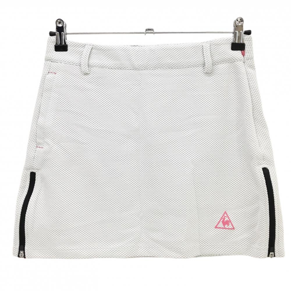 【超美品】ルコックゴルフ スカート 白 メッシュ調織生地 ストレッチ レディース 7 ゴルフウェア le coq sportif