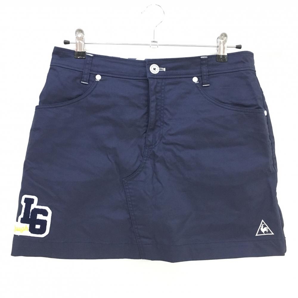 【美品】ルコックゴルフ スカート ネイビー×白 内側インナーパンツ ストレッチ レディース 13 ゴルフウェア le coq sportif