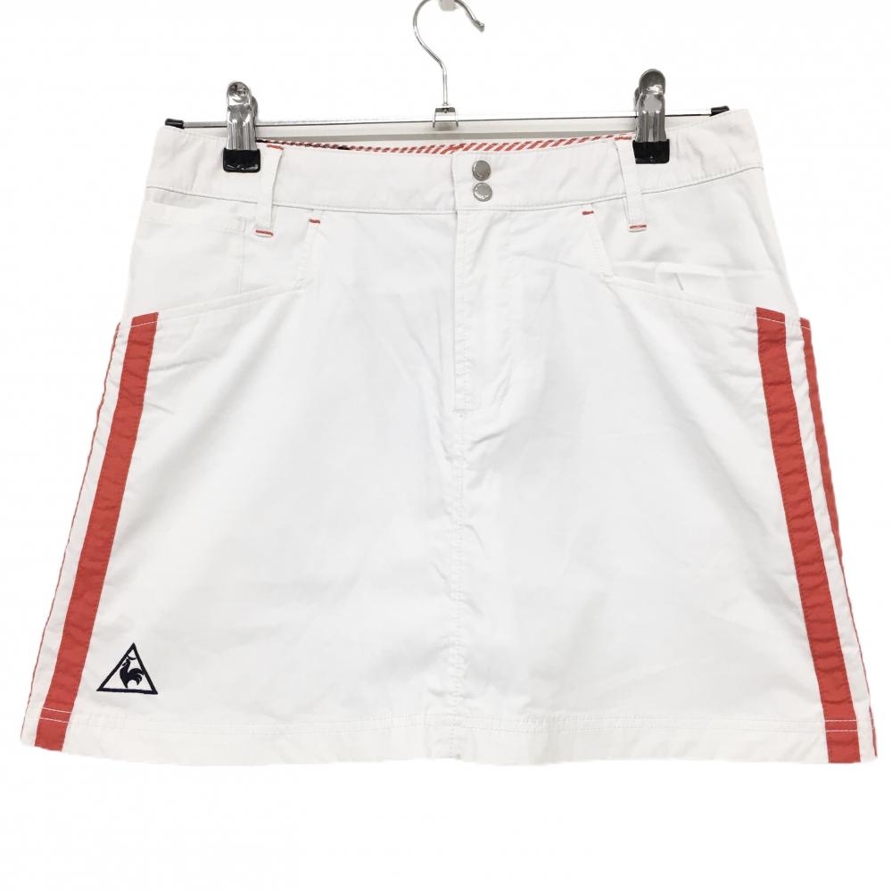 【美品】ルコックゴルフ スカート 白×レッド サイドライン ストレッチ 内側インナーパンツ レディース 9 ゴルフウェア le coq sportif