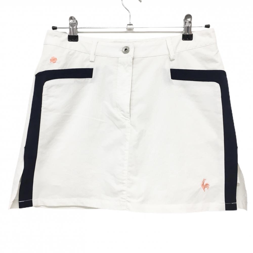 ルコックゴルフ スカート 白×黒 ロゴ刺しゅう ストレッチ 内側インナーパンツ レディース 9 ゴルフウェア le coq sportif