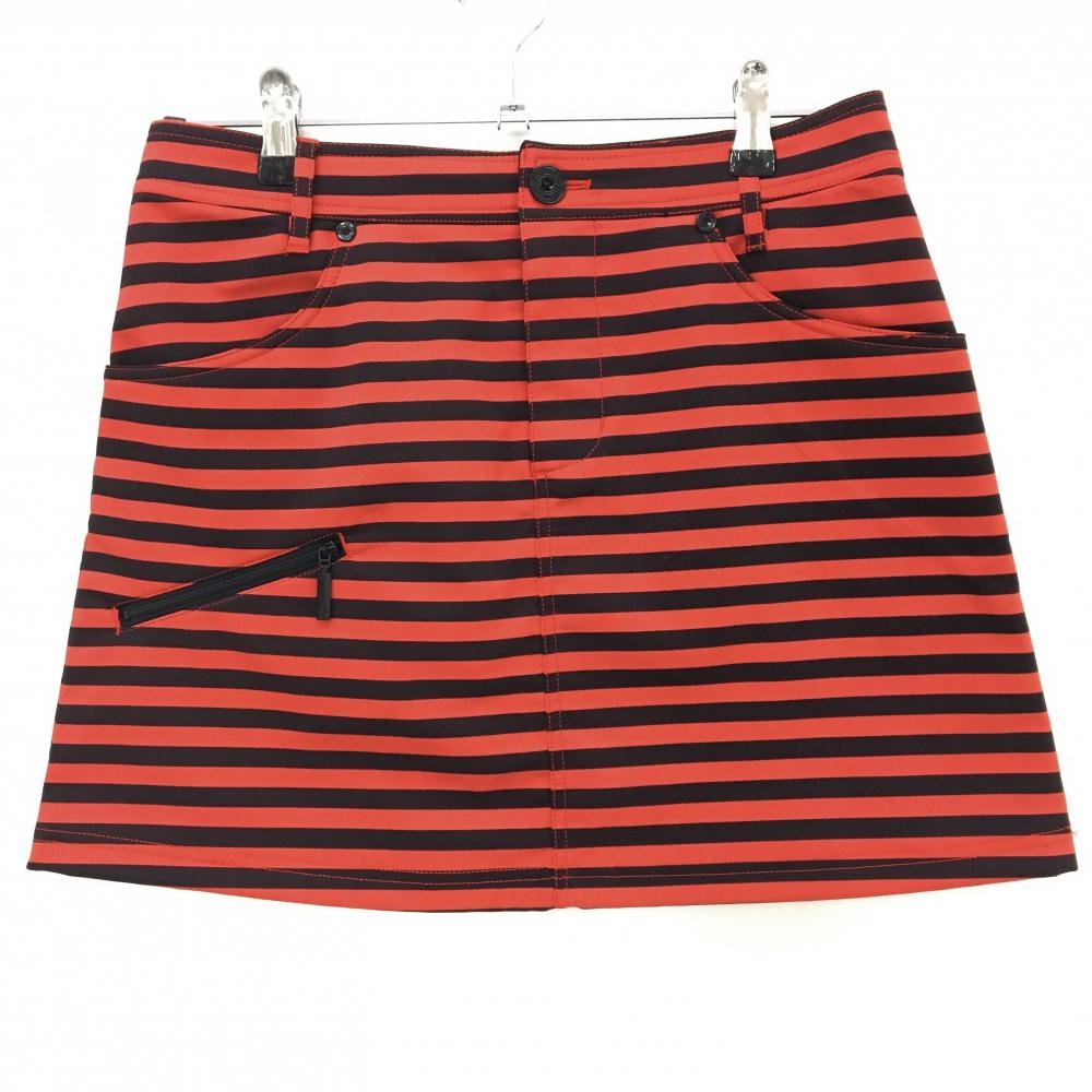 ルコックゴルフ スカート レッド×黒 ボーダー 5ポケット 裏起毛 ストレッチ  レディース 9 ゴルフウェア le coq sportif