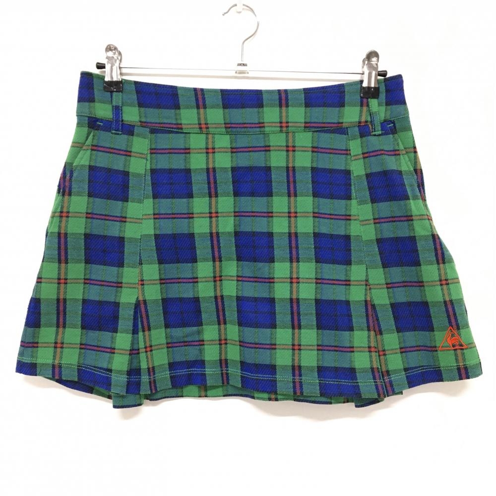 ルコックゴルフ スカート グリーン×ネイビー チェック レディース 11 ゴルフウェア le coq sportif