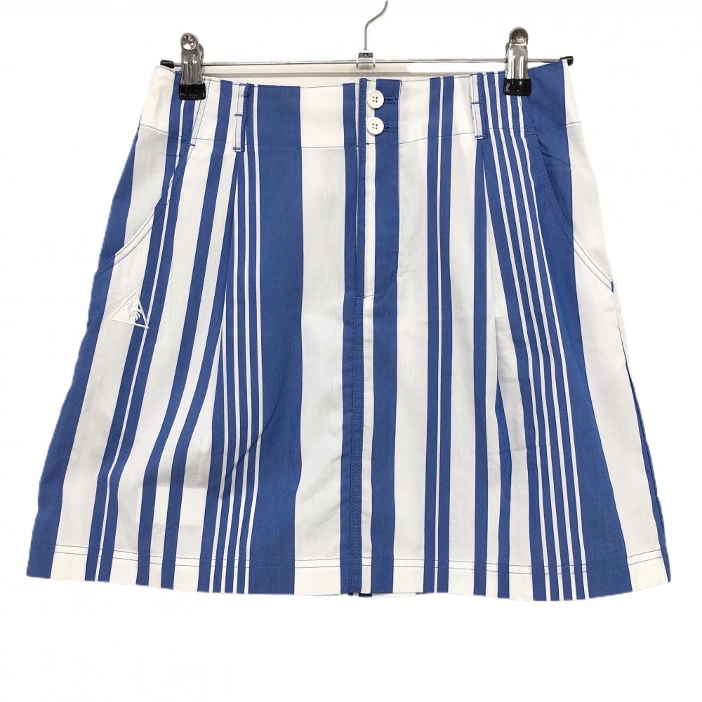 ルコックゴルフ スカート ブルー系×白 ストライプ ロゴ刺しゅう レディース 11 ゴルフウェア le coq sportif