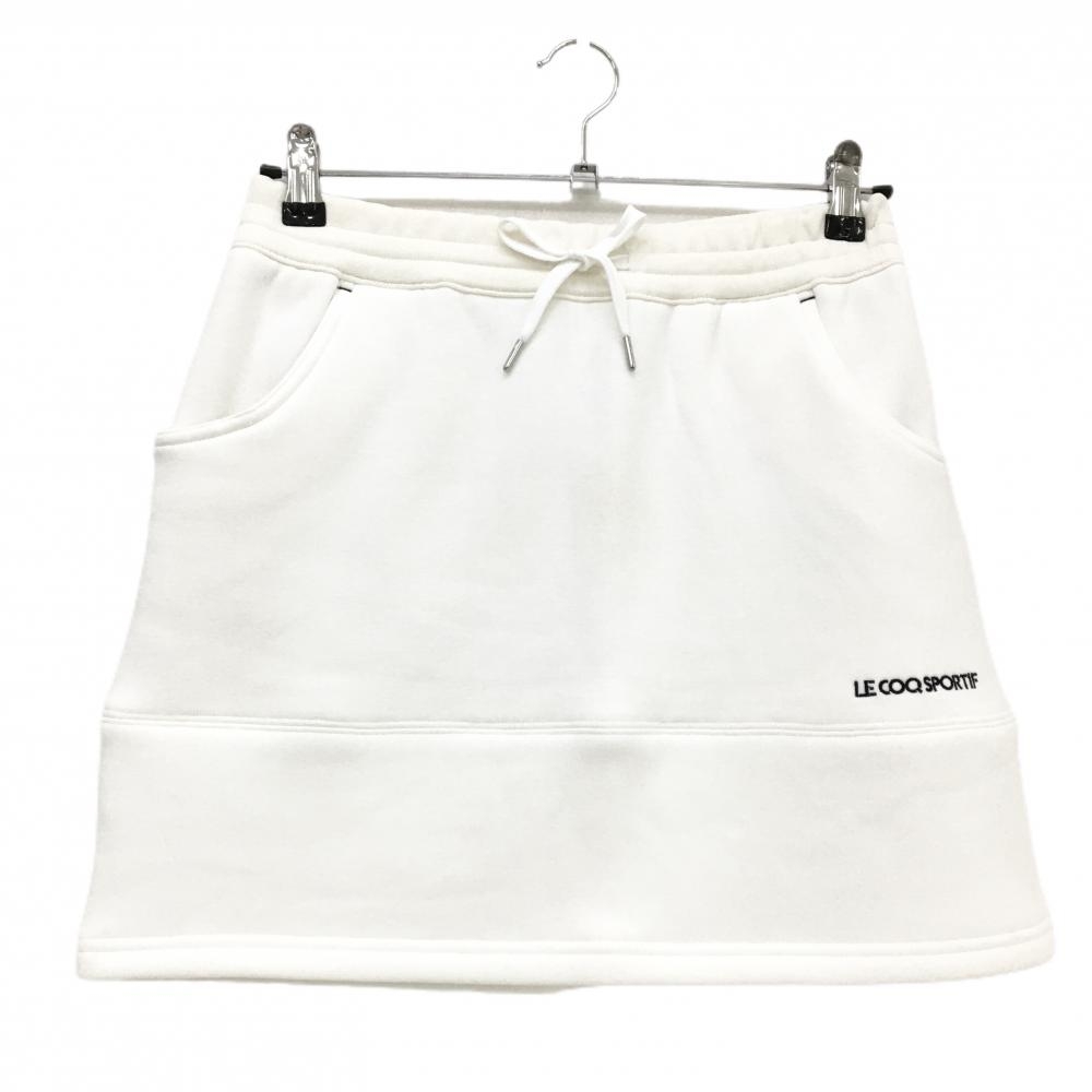 【新品】ルコックゴルフ スカート 白×ネイビー 裏起毛 ウエストゴム ストレッチ レディース M ゴルフウェア 2023年モデル le coq sportif