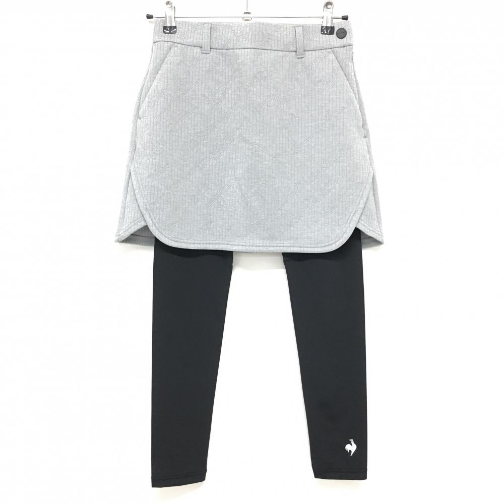 【超美品】ルコックゴルフ レギンス付スカート グレー×黒 キルティング 2WAY レディース S ゴルフウェア 2024年モデル le coq sportif