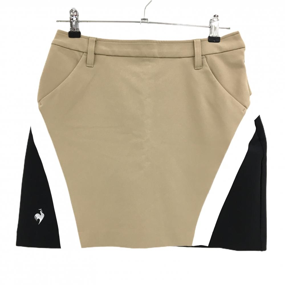 【超美品】ルコックゴルフ スカート ベージュ×黒 切替 内側インナーパンツ  レディース L ゴルフウェア 2023年モデル le coq sportif