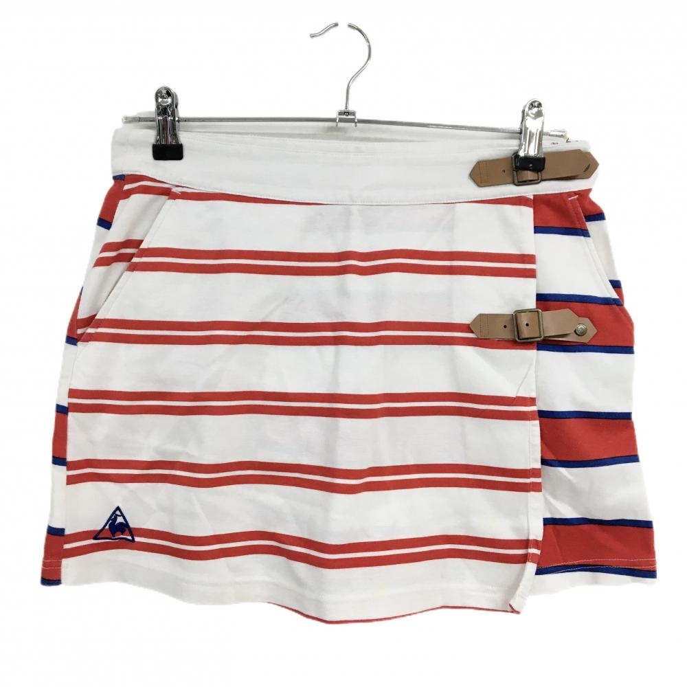 ルコックゴルフ スカート 白×レッド ボーダー レディース 0(S) ゴルフウェア le coq sportif