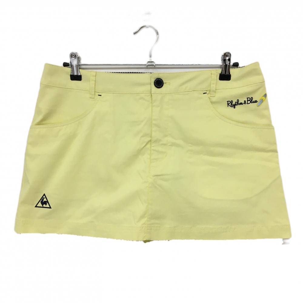 【超美品】ルコックゴルフ スカート ライトイエロー ロゴ刺しゅう ウエスト 内側インナーパンツ  レディース  ゴルフウェア le coq sportif